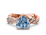Rose gold Fancy Blue Heart  Cut Twisted Pavé Band Solitaire Ring with Four-Prong Setting_55