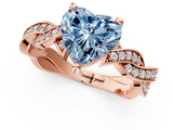 Rose gold Fancy Blue Heart  Cut Twisted Pavé Band Solitaire Ring with Four-Prong Setting_56