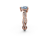 Rose gold Fancy Blue Heart  Cut Twisted Pavé Band Solitaire Ring with Four-Prong Setting_57