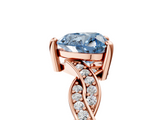 Rose gold Fancy Blue Heart  Cut Twisted Pavé Band Solitaire Ring with Four-Prong Setting_60