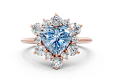 Rose gold Fancy Blue Heart  Diamond Cluster Halo Ring with Solitaire Band and Four-Prong Setting_20