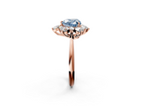 Rose gold Fancy Blue Heart  Diamond Cluster Halo Ring with Solitaire Band and Four-Prong Setting_22
