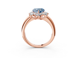 Rose gold Fancy Blue Heart  Diamond Cluster Halo Ring with Solitaire Band and Four-Prong Setting_23