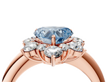 Rose gold Fancy Blue Heart  Diamond Cluster Halo Ring with Solitaire Band and Four-Prong Setting_24