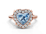 Rose gold Fancy Blue Heart  Diamond Cluster Halo Solitaire with Four-Prong Setting_93