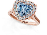 Rose gold Fancy Blue Heart  Diamond Cluster Halo Solitaire with Four-Prong Setting_94