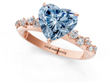 Rose gold Fancy Blue Heart  Diamond Cluster Prong-Set Solitaire Ring_25