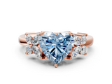 Rose gold Fancy Blue Heart  Diamond Floral Cluster Ring with Solitaire Band and Prong Setting_44