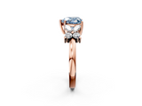 Rose gold Fancy Blue Heart  Diamond Floral Cluster Ring with Solitaire Band and Prong Setting_46