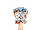 Rose gold Fancy Blue Heart  Diamond Floral Cluster Ring with Solitaire Band and Prong Setting_49