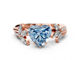 Rose gold Fancy Blue Heart  Diamond Floral Vine Solitaire Engagement Ring_3