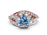 Rose gold Fancy Blue Heart  Diamond Halo Ring with Marquise and Pavé Band in Prong Setting_39