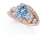 Rose gold Fancy Blue Heart  Diamond Halo Ring with Marquise and Pavé Band in Prong Setting_40