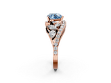Rose gold Fancy Blue Heart  Diamond Halo Ring with Marquise and Pavé Band in Prong Setting_41