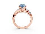 Rose gold Fancy Blue Heart  Diamond Halo Ring with Marquise and Pavé Band in Prong Setting_42