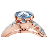 Rose gold Fancy Blue Heart  Diamond Halo Ring with Marquise and Pavé Band in Prong Setting_43