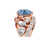 Rose gold Fancy Blue Heart  Diamond Halo Ring with Marquise and Pavé Band in Prong Setting_44