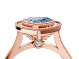 Rose gold Fancy Blue Heart  Diamond Halo Ring with Milgrain Frame and Pavé Band 4