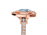 Rose gold Fancy Blue Heart  Diamond Halo Ring with Milgrain Frame and Pavé Band 5