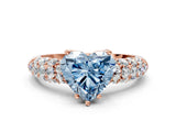 Rose gold Fancy Blue Heart  Diamond Pavé Band Solitaire Ring with Four-Prong Setting_48