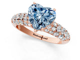 Rose gold Fancy Blue Heart  Diamond Pavé Band Solitaire Ring with Four-Prong Setting_49