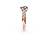 Rose gold Fancy Blue Heart  Diamond Pavé Band Solitaire Ring with Four-Prong Setting_50