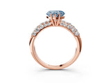 Rose gold Fancy Blue Heart  Diamond Pavé Band Solitaire Ring with Four-Prong Setting_51