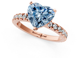 Rose gold Fancy Blue Heart  Diamond Pavé Band Solitaire with Four-Prong Setting_186