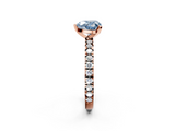 Rose gold Fancy Blue Heart  Diamond Pavé Band Solitaire with Four-Prong Setting_187