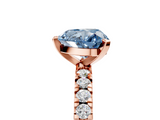 Rose gold Fancy Blue Heart  Diamond Pavé Band Solitaire with Four-Prong Setting_190
