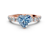 Rose gold Fancy Blue Heart  Diamond Pavé Band Solitaire with Four-Prong Setting_3
