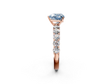 Rose gold Fancy Blue Heart  Diamond Pavé Band Solitaire with Four-Prong Setting_5