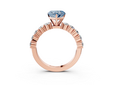 Rose gold Fancy Blue Heart  Diamond Pavé Band Solitaire with Four-Prong Setting_6