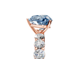 Rose gold Fancy Blue Heart  Diamond Pavé Band Solitaire with Four-Prong Setting_8