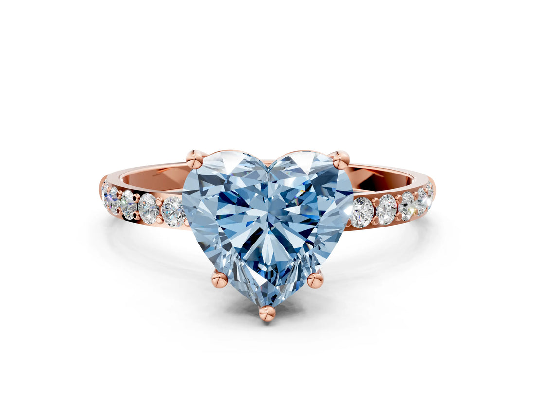 Rose gold Fancy Blue Heart  Diamond Pavé Band with Six-Prong Setting_27