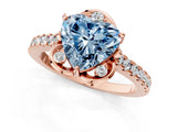 Rose gold Fancy Blue Heart  Diamond Pave Band with Floral Prong Setting_28