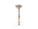 Rose gold Fancy Blue Heart  Diamond Pave Band with Floral Prong Setting_29
