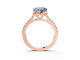 Rose gold Fancy Blue Heart  Diamond Pave Band with Floral Prong Setting_30