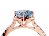 Rose gold Fancy Blue Heart  Diamond Pave Band with Floral Prong Setting_31