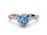 Rose gold Fancy Blue Heart  Diamond Prong Set Engagement Ring with Pave Band_211