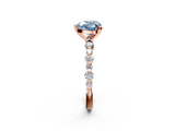Rose gold Fancy Blue Heart  Diamond Prong Set Engagement Ring with Pave Band_213