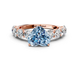 Rose gold Fancy Blue Heart  Diamond Prong Setting with Side Stones on a Pave Band_137