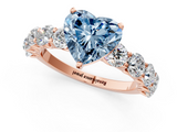 Rose gold Fancy Blue Heart  Diamond Prong Setting with Side Stones on a Pave Band_138