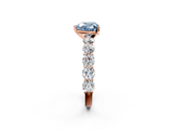 Rose gold Fancy Blue Heart  Diamond Prong Setting with Side Stones on a Pave Band_139