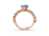 Rose gold Fancy Blue Heart  Diamond Prong Setting with Side Stones on a Pave Band_140