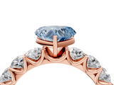 Rose gold Fancy Blue Heart  Diamond Prong Setting with Side Stones on a Pave Band_141