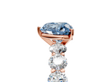 Rose gold Fancy Blue Heart  Diamond Prong Setting with Side Stones on a Pave Band_142
