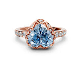 Rose gold Fancy Blue Heart  Diamond Solitaire Ring with Shared Prong Pavé Band_54