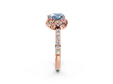 Rose gold Fancy Blue Heart  Diamond Solitaire Ring with Shared Prong Pavé Band_56