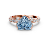 Rose gold Fancy Blue Heart  Diamond Three-Stone Pave Band with Four-Prong Setting_21